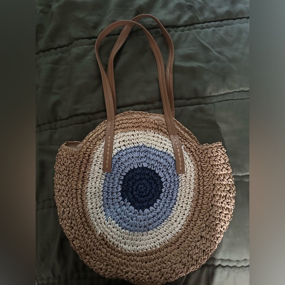 Woven evil eye tote - Picture 2 of 5